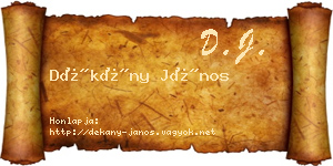 Dékány János névjegykártya